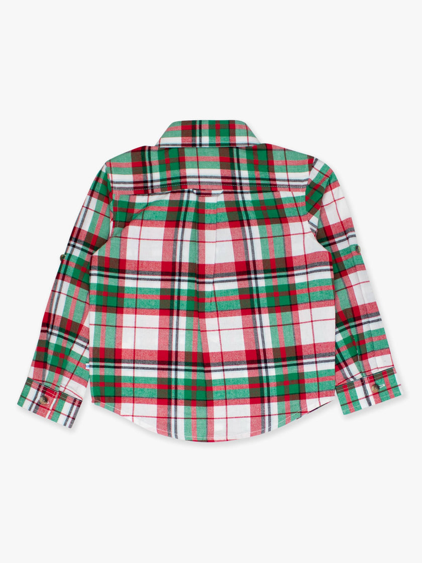 Boys Dashing Dreams Plaid Long Sleeve Button Down