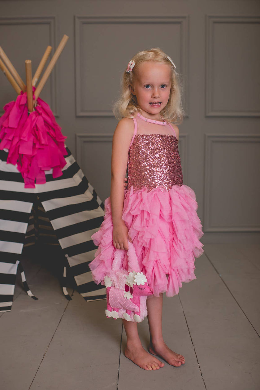 Pink Poodle Handbag- Pretty Pink and  Glitter White