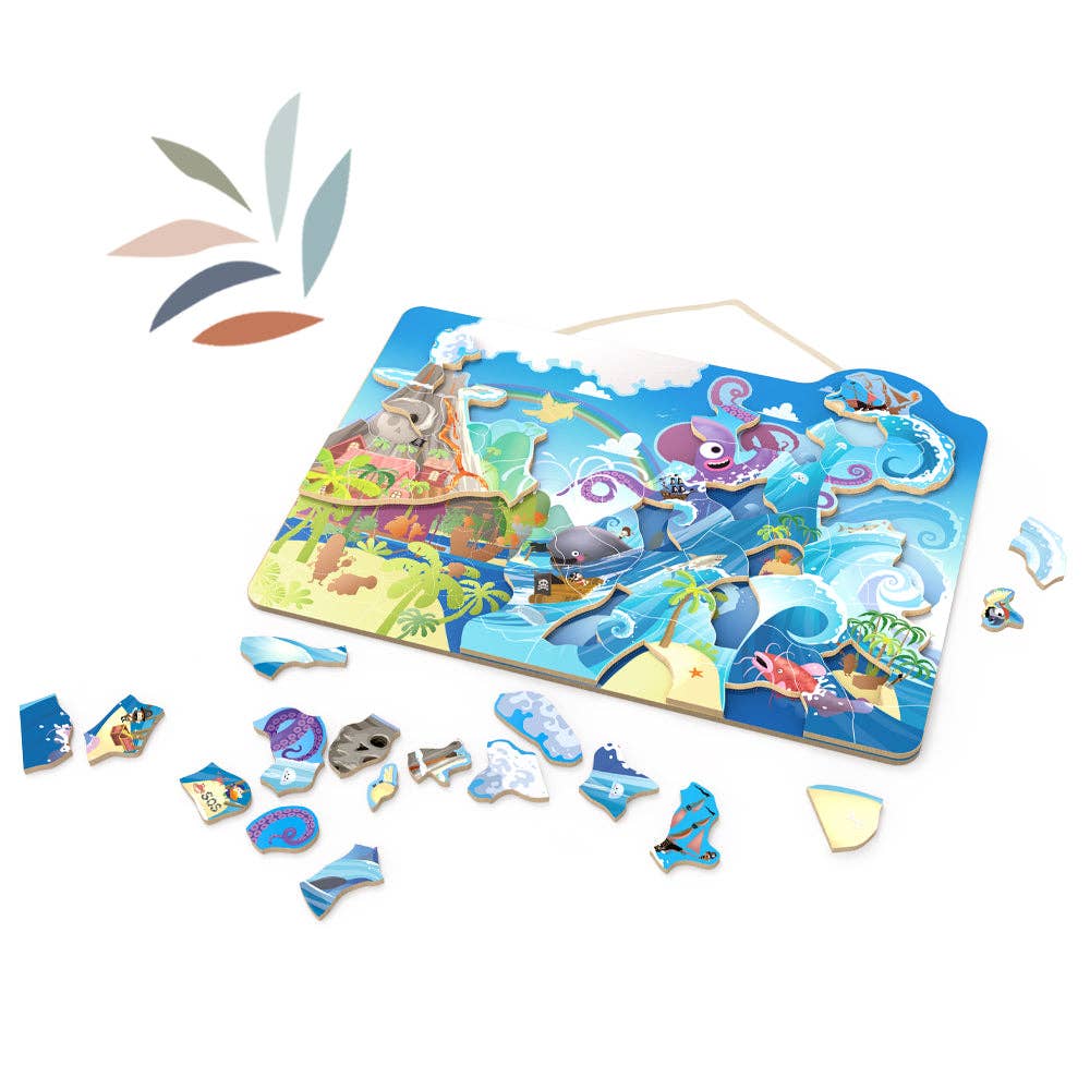 Display of 4 Magnetic puzzles (Pirate) 100 pieces
