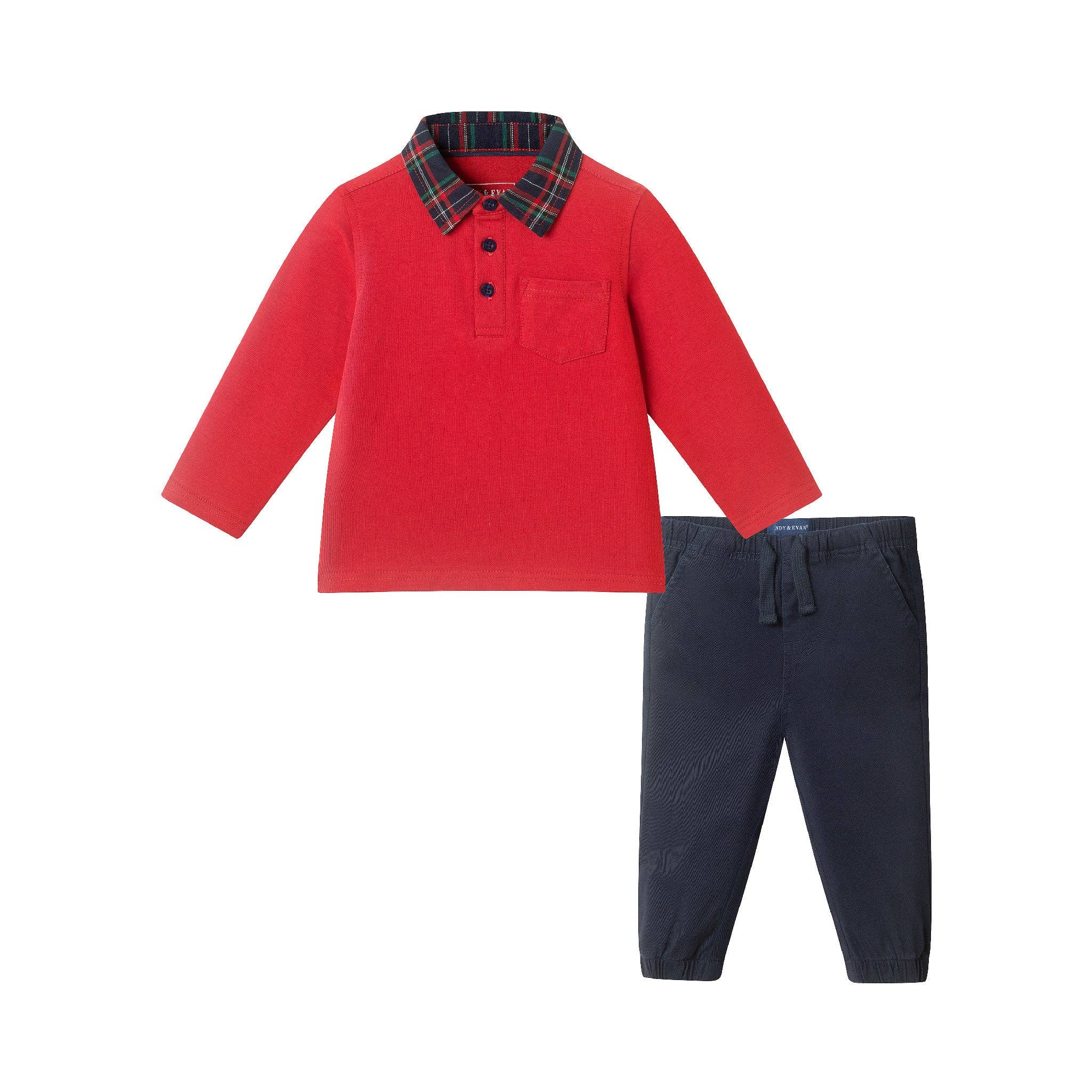 Infant Polo Shirt & Jogger Holiday Set | Red
