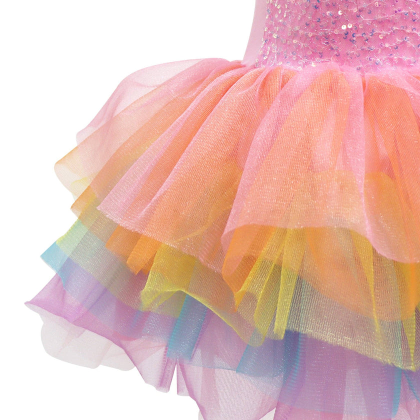 Unicorn Dreamer Multi-layered Rainbow Party Dress: 5-6T