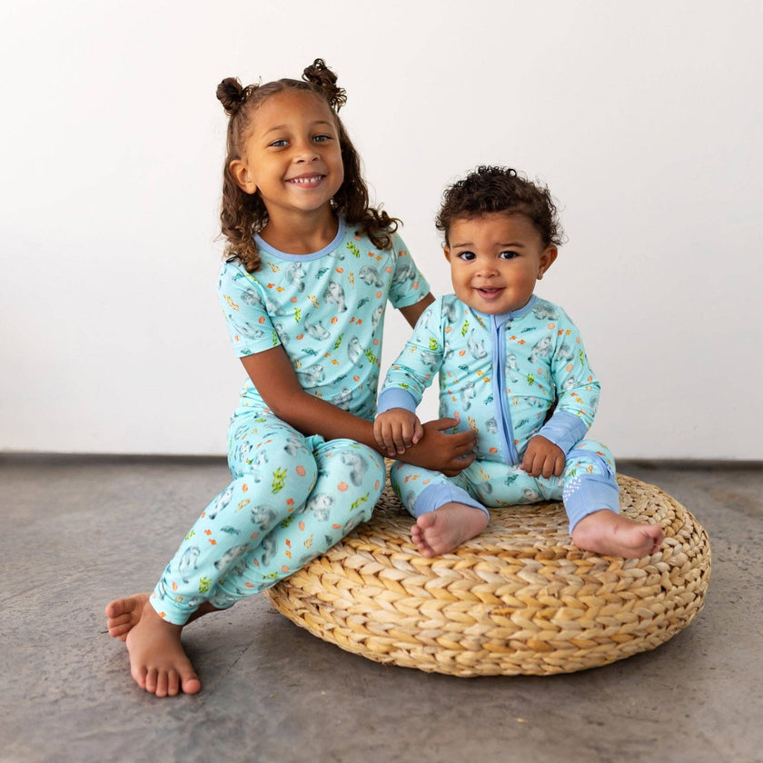 Get Your Float on Manatees Bamboo Convertible Footie (NB-24m)
