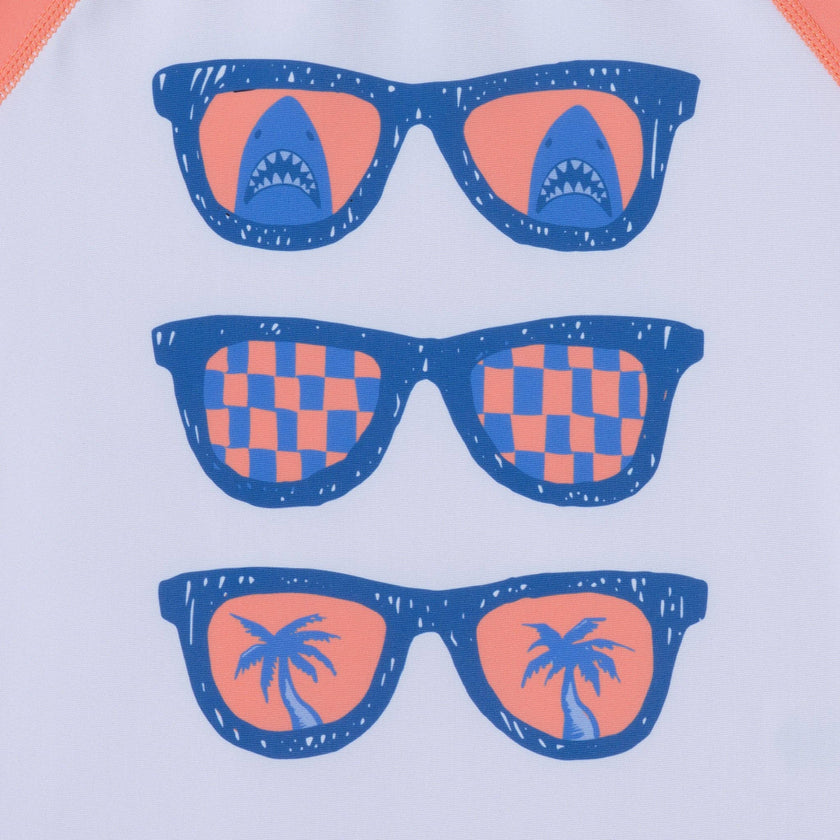 Rashguard & Swim Trunk Set - Sunglasses & Beach Vibes