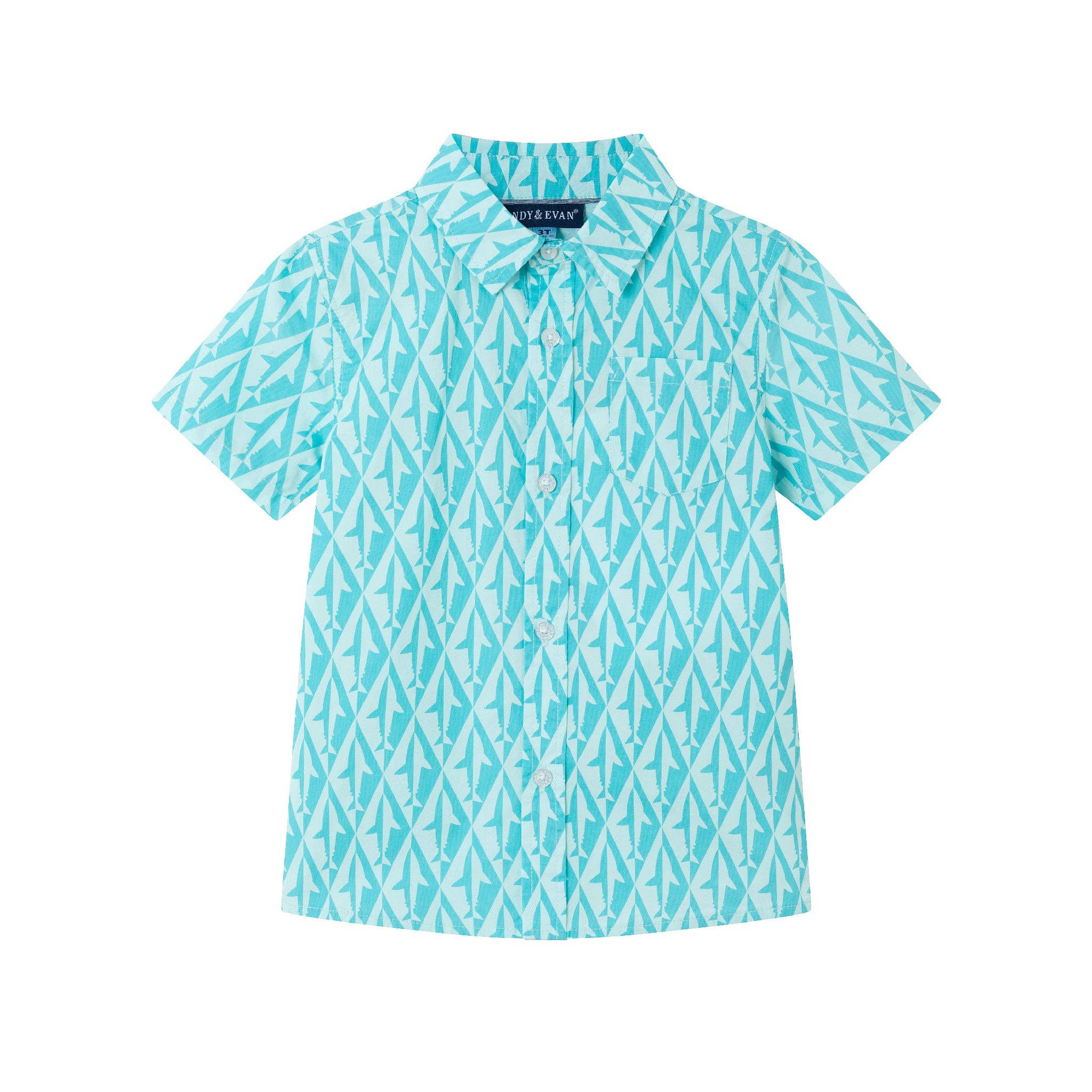 Kids Short Sleeve Buttondown Set | Geo Shark