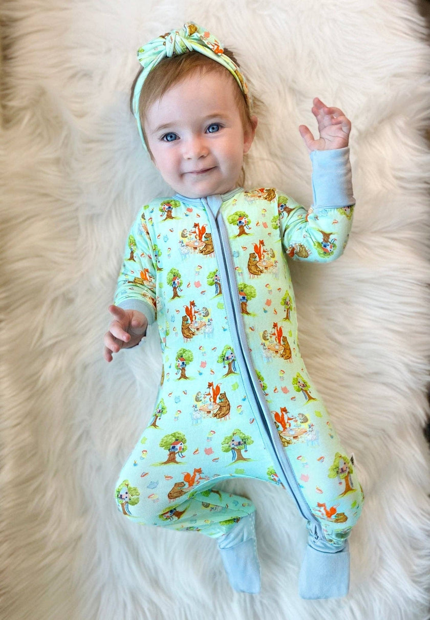 Tree House Tea Party Bamboo Convertible Footie