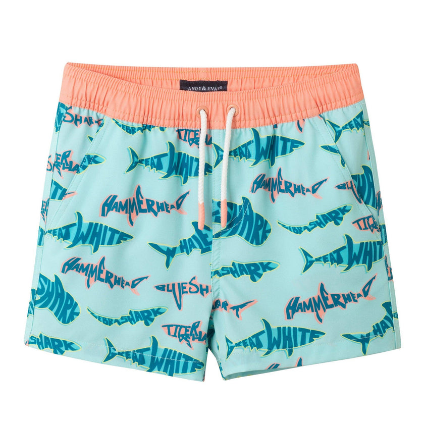 Boys Long Sleeve Rashguard Set | Aqua & Lime Shark