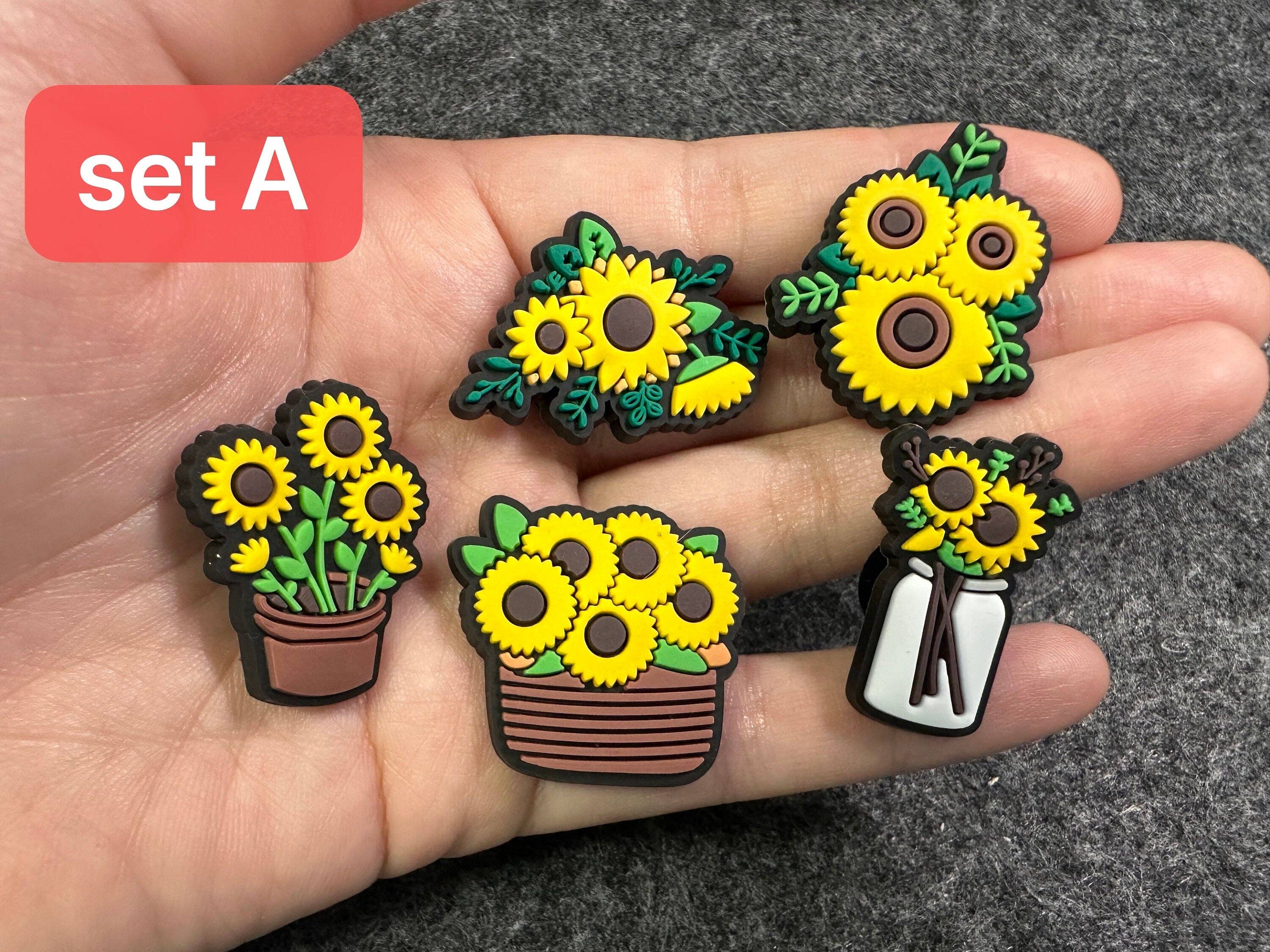 Pick your own Honey Bee Happy Theme Fancy shoe charms brighten yellow sunflower butterfly and more