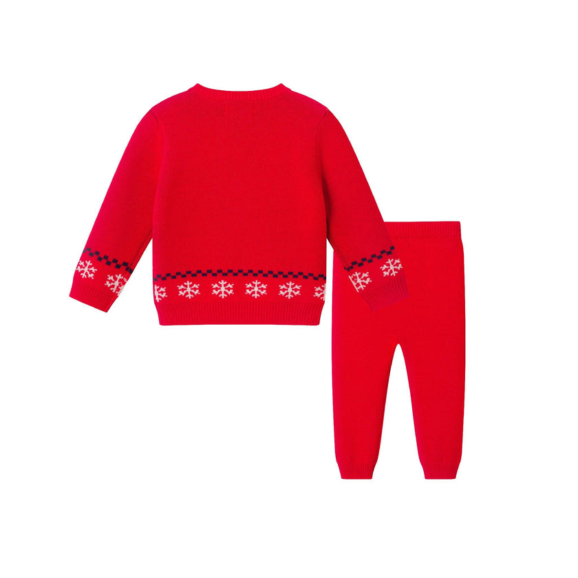 Infant Fair Isle Sweater Set | Red Dino