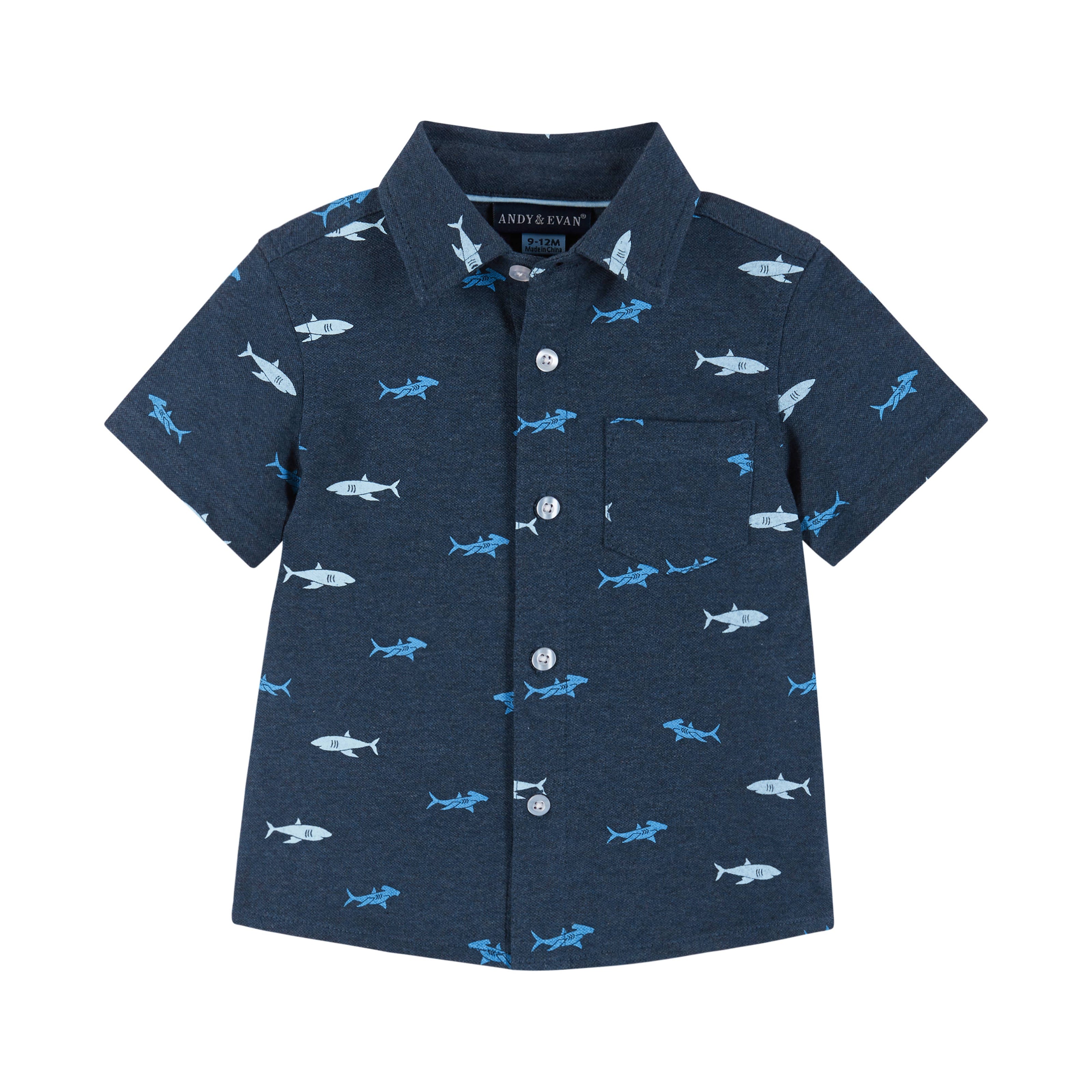 Boys Baby Short Sleeve Knit Buttondown & Shorts Set