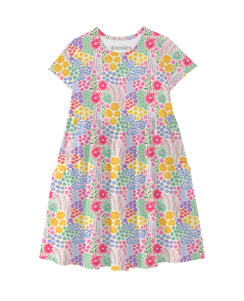 Flower Fields Bamboo Short Sleeve Pocket Dress