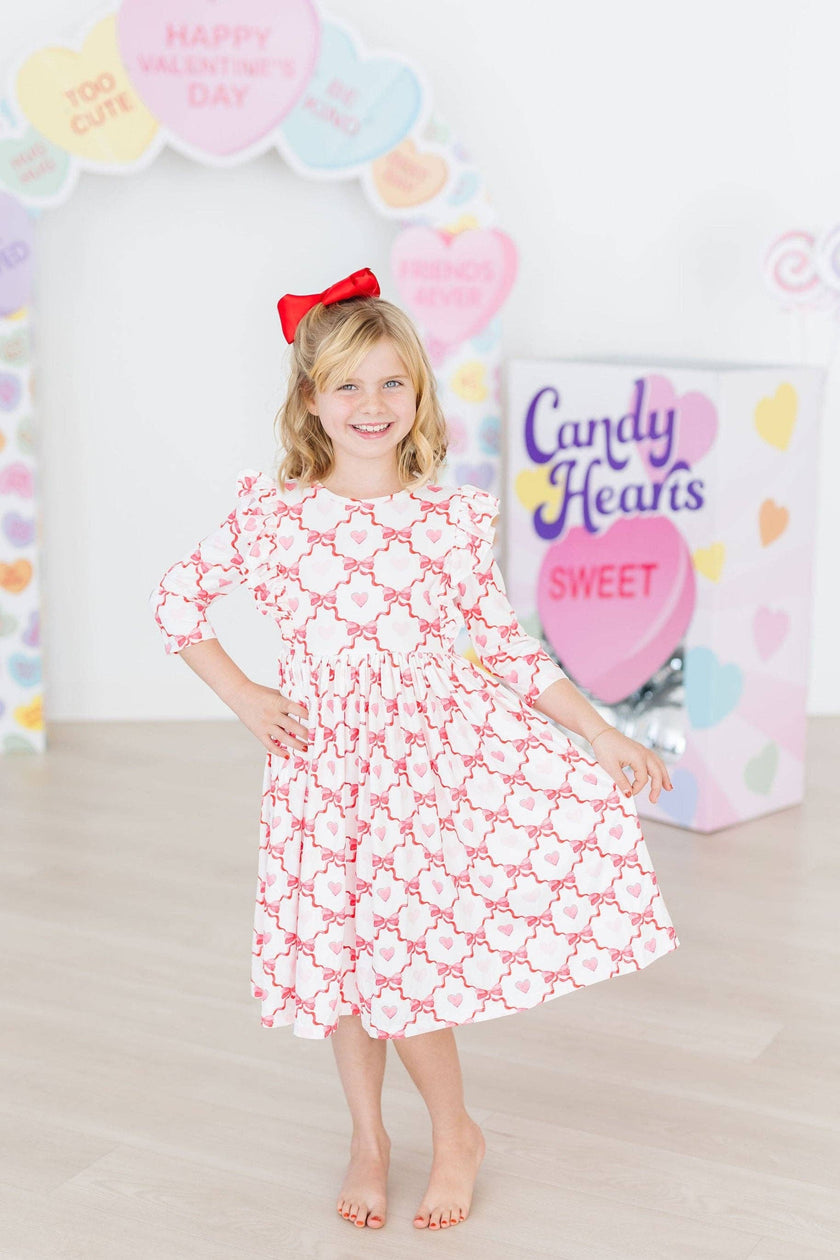 Lovebug 3/4 Sleeve Ruffle Twirl Dress