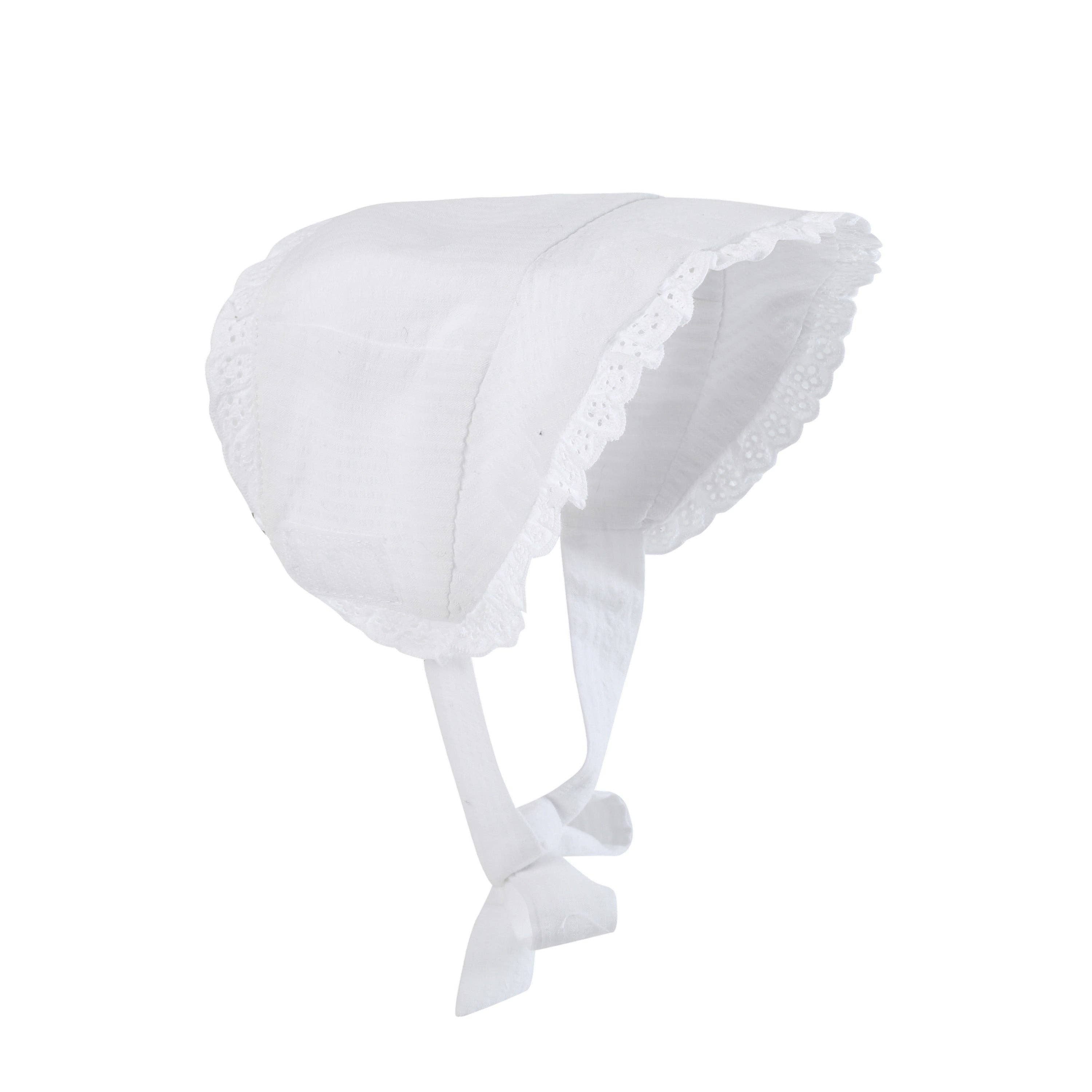 White Summer Baby Bonnet Sunhat