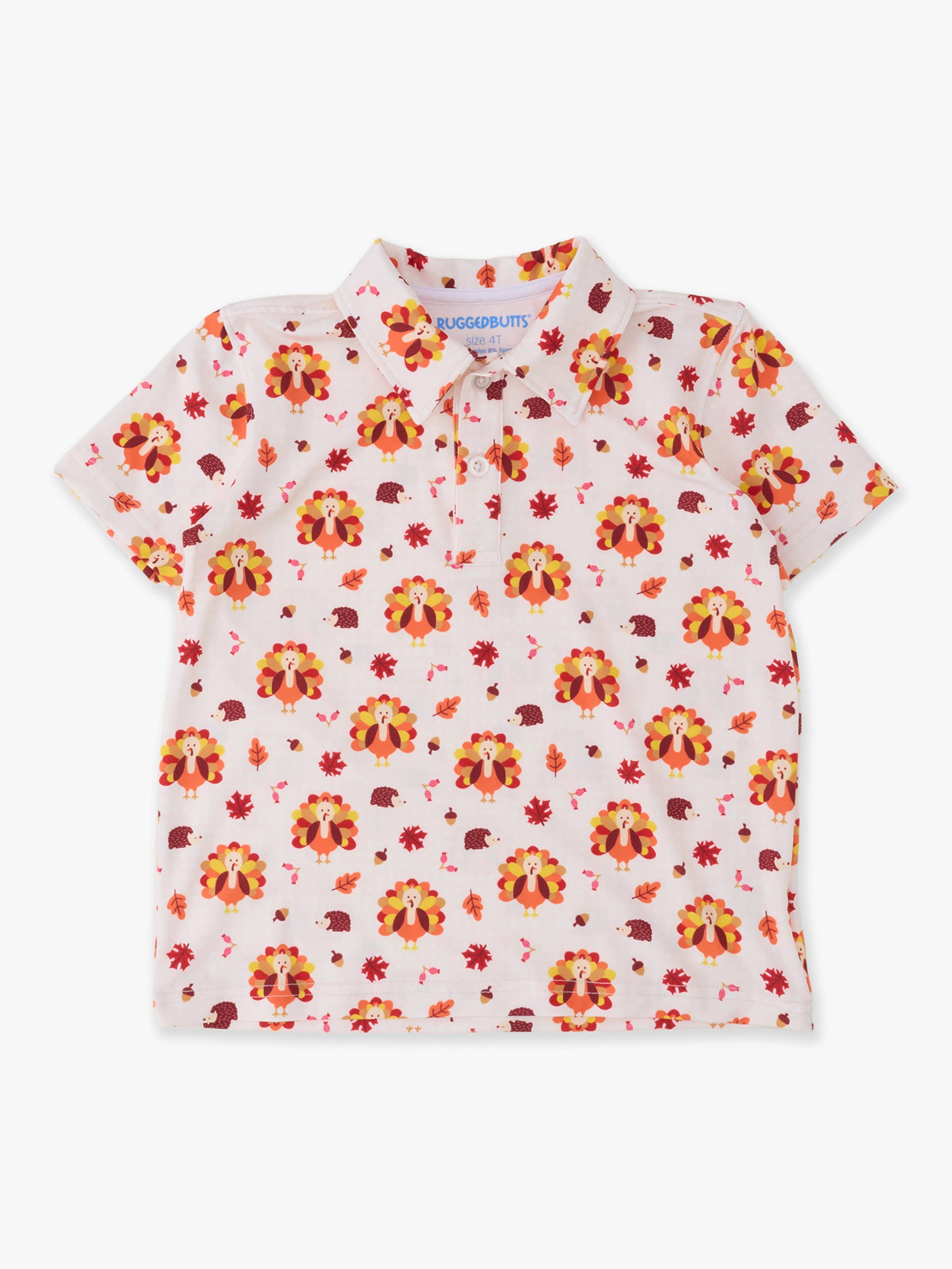Boys Thanksgiving Turkey Gobble Knit Short Sleeve Performance Polo
