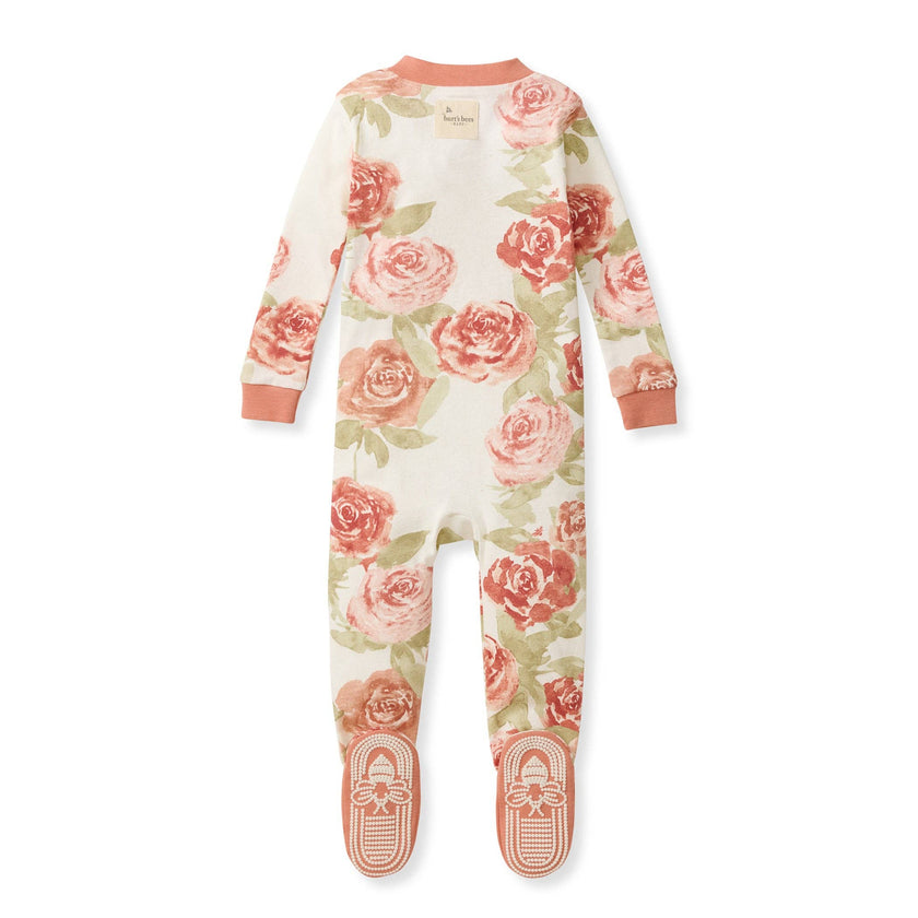 Autumn Rose Garden Organic Cotton Sleeper Footed