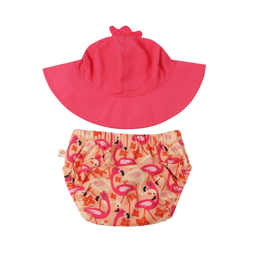 Swim Diaper & Sun Hat Set - Franny the Flamingo