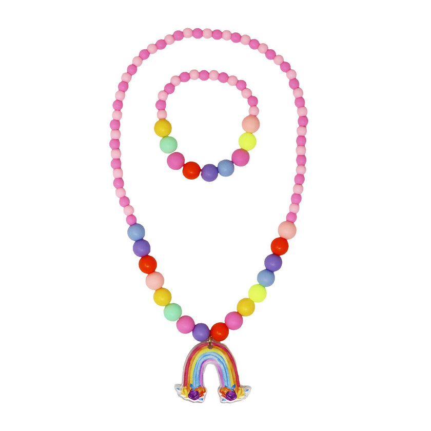 Rainbow Cloud Necklace & Bracelet Set