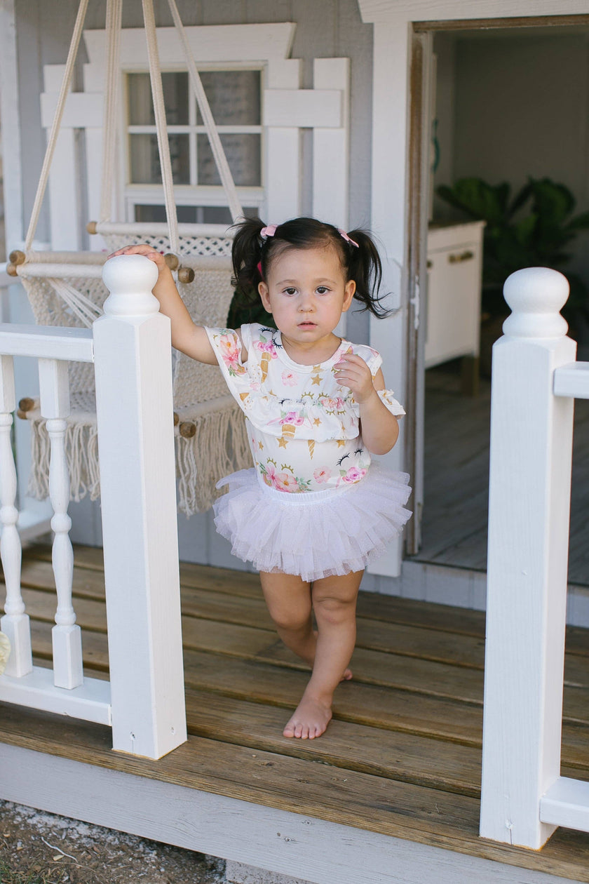 White & Gold Glitter Ruffle Tutu Bloomer