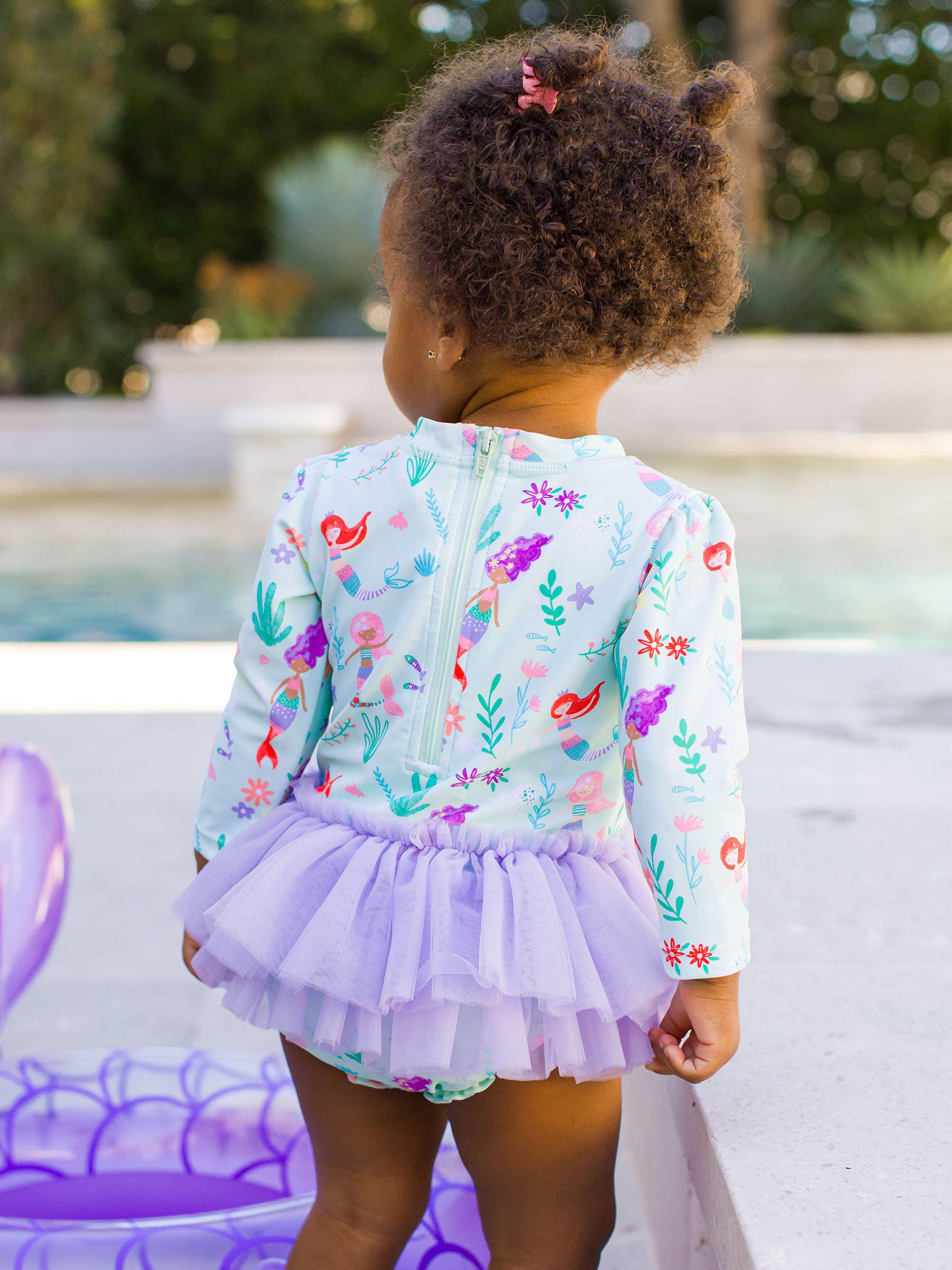 Mermaid Princess Tulle Skirted One Piece Rash Guard