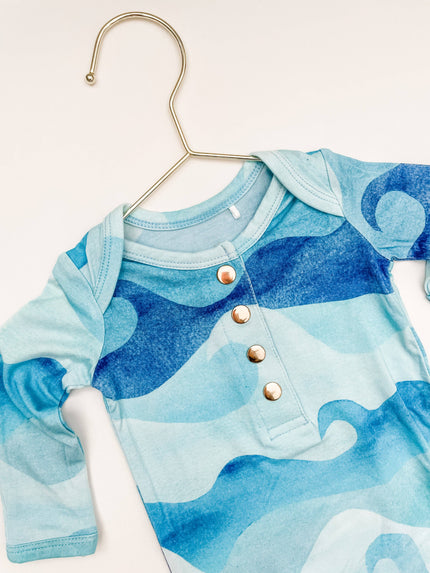 Ocean Wave Newborn Bamboo Knotted Gown