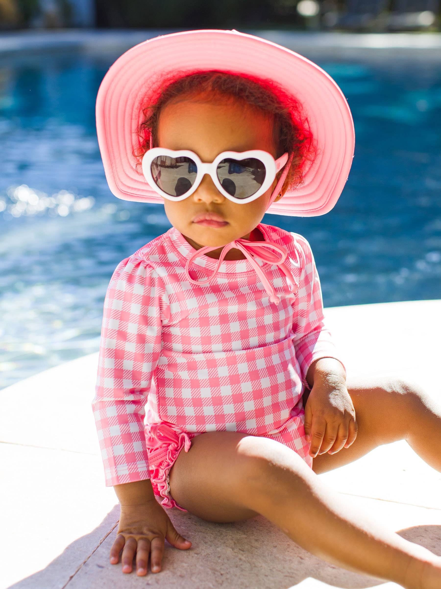 Bubblegum Gingham Long Sleeve One Piece Rash Guard