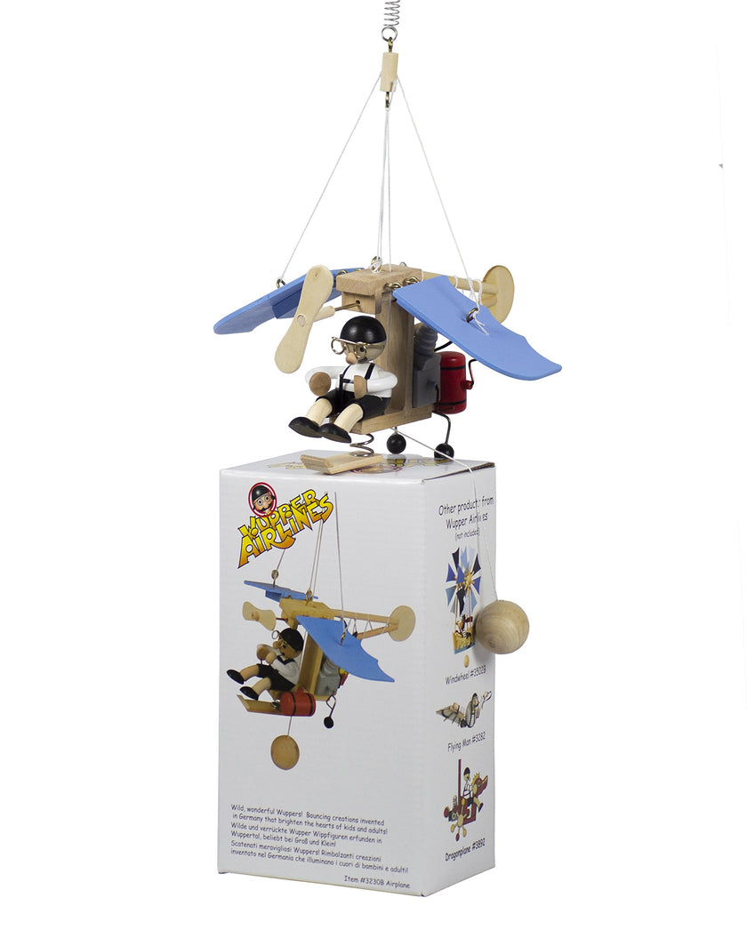 Bouncy Buddy Wooden German Toy on spring- Airplane