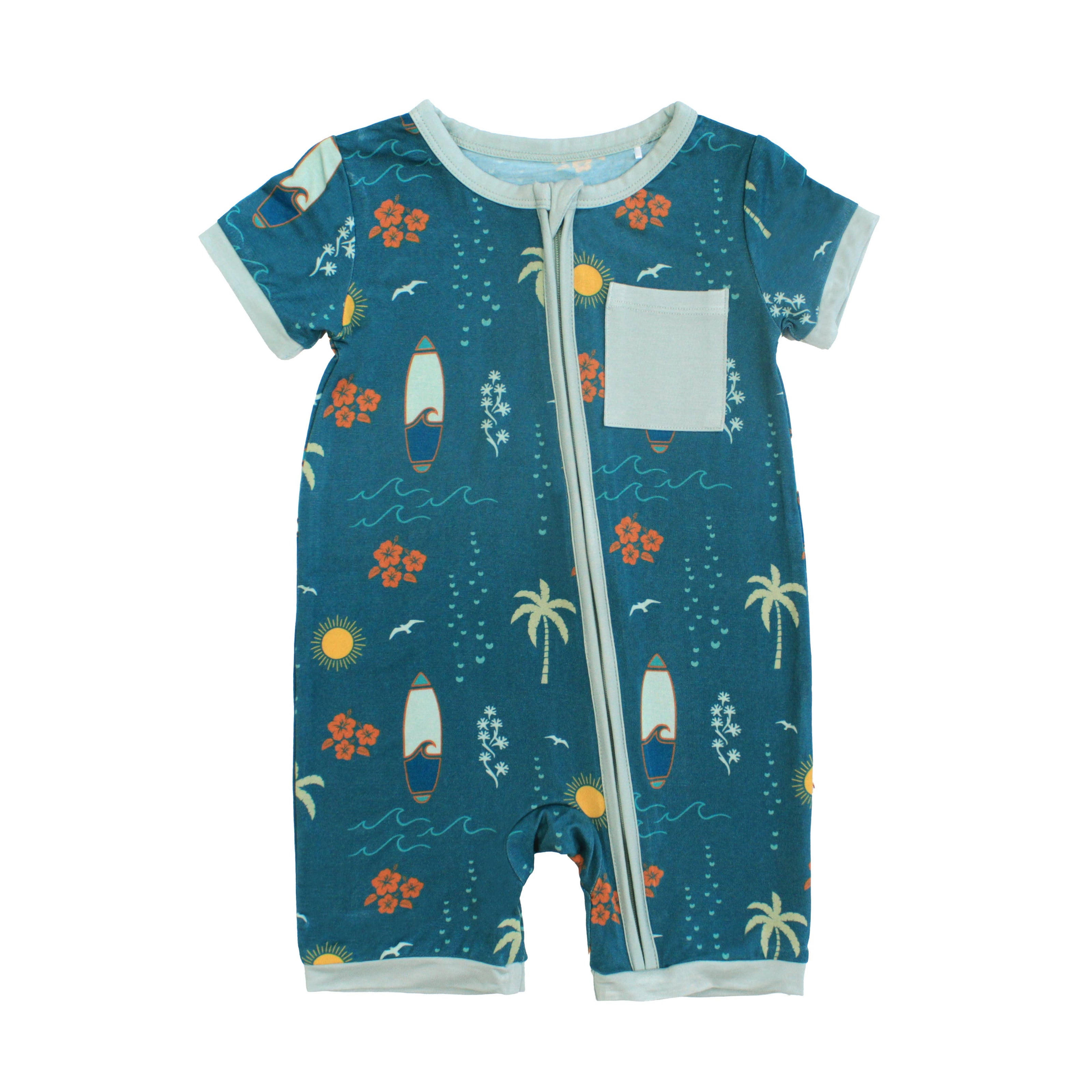 Surfs Up Bamboo Baby Shortie Romper