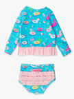 Neon Pool Party Long Sleeve One Piece Rash Guard Swim Suit