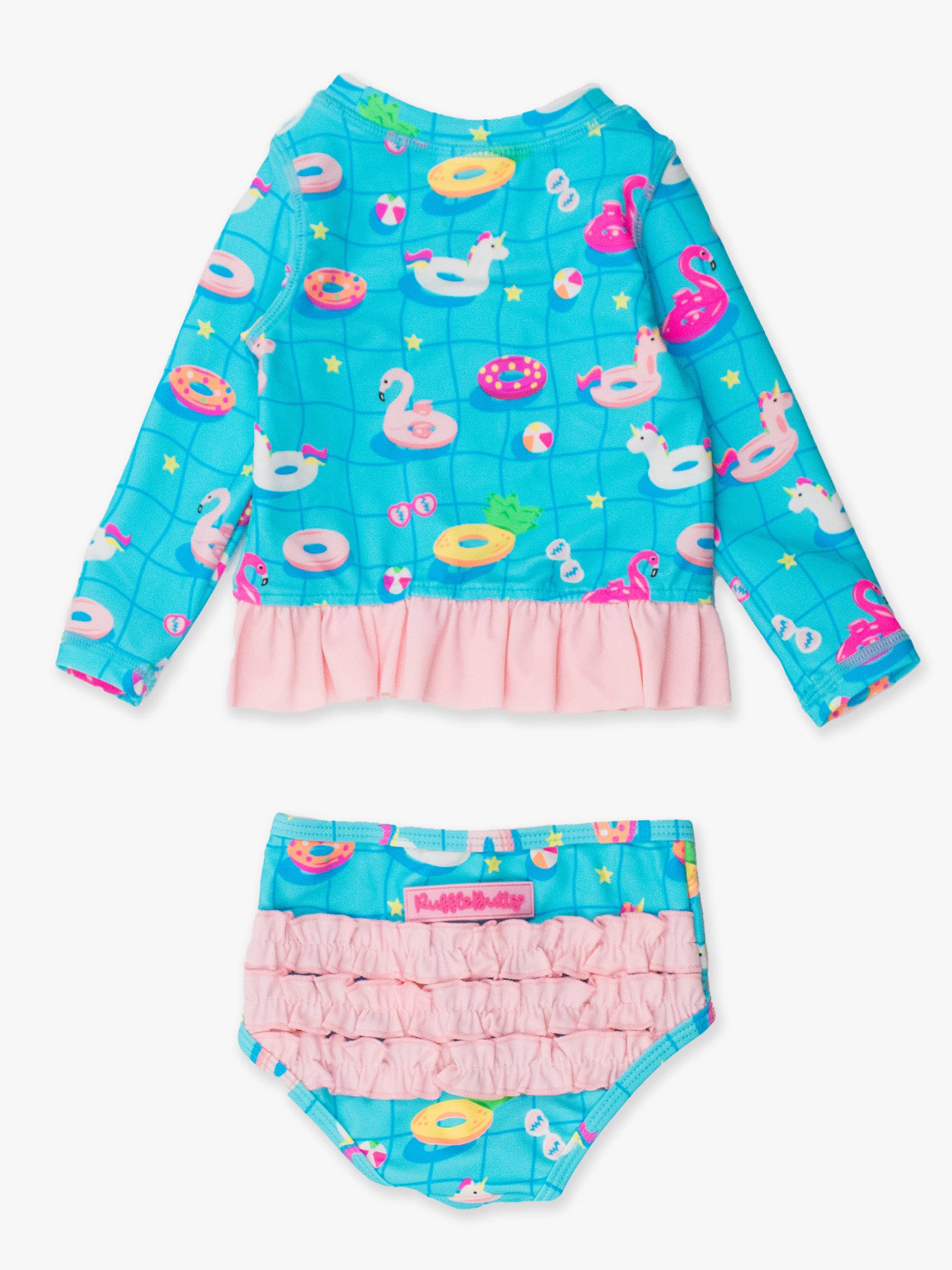 Neon Pool Party Long Sleeve One Piece Rash Guard Swim Suit