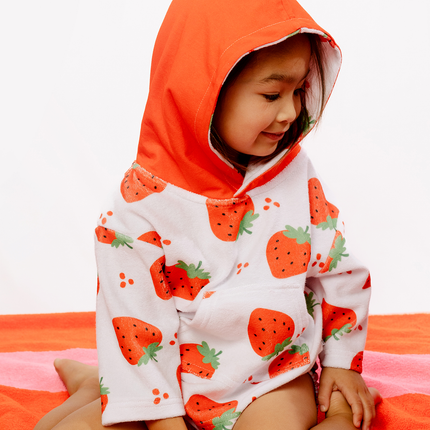 UPF50+ Baby Terry Swim Coverup - Strawberry