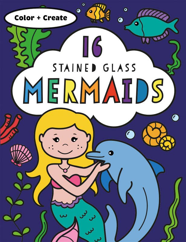 Stained Glass Coloring, Mermaids Paperback Book