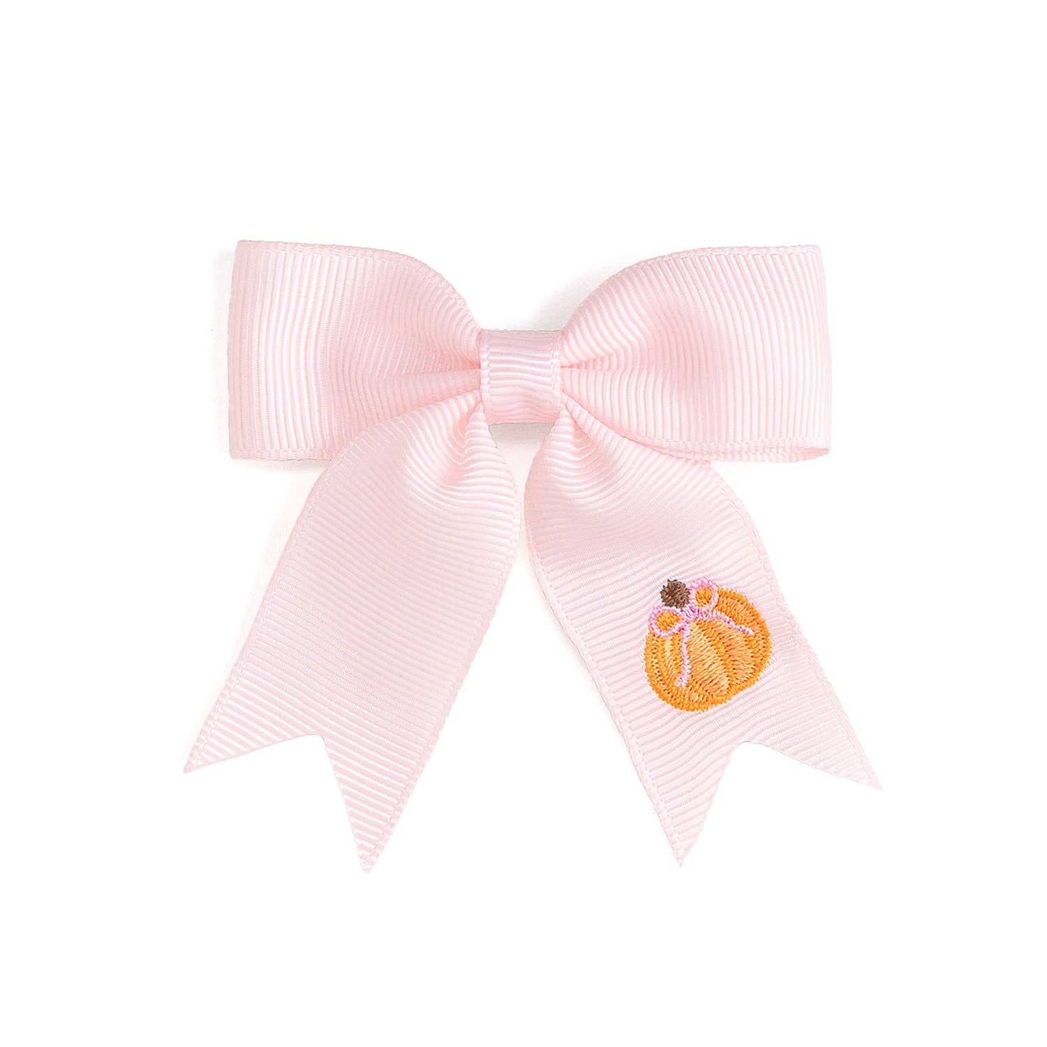 Pumpkin Embroidered Bow Clip - Hair Bows - Hair Accessories