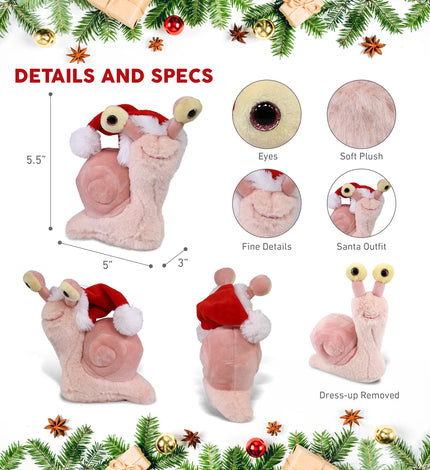 Plush Santa - Super-Soft Plush - Pink Snail Small Stuffed Animal