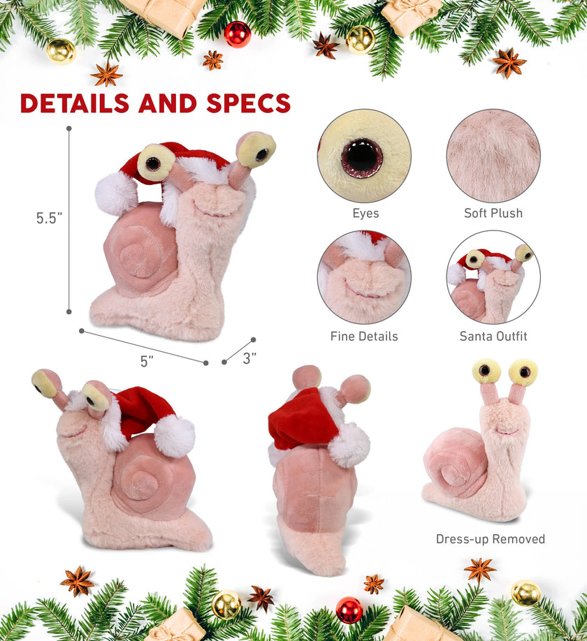 Plush Santa - Super-Soft Plush - Pink Snail Small Stuffed Animal