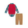 Checkered Maroon Infant Buttondown & Sweater Vest Set