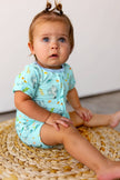 Get Your Float on Manatees Bamboo Short Two-Way Zippy Romper 0-24M