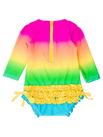 Baby Girls Neon Sunset Long Sleeve One Piece Rash Guard