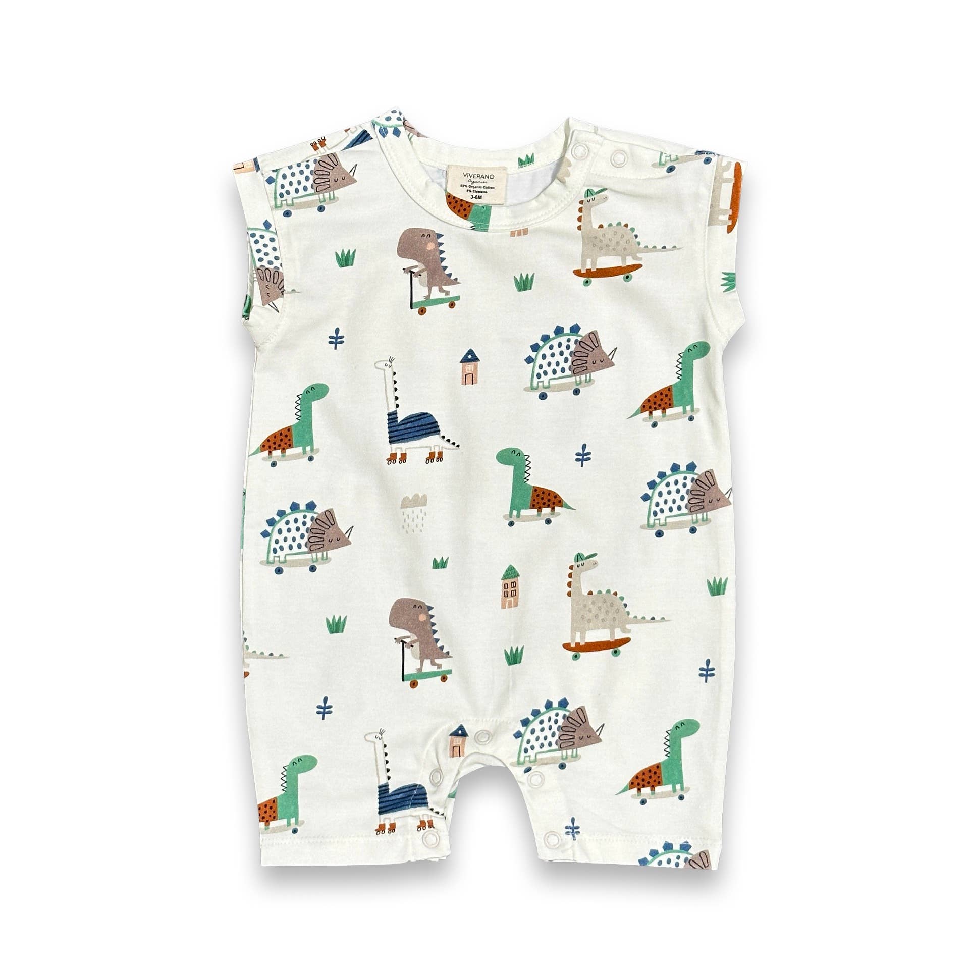 Skater Dino Muscle Shortie Baby Romper (Organic Jersey)