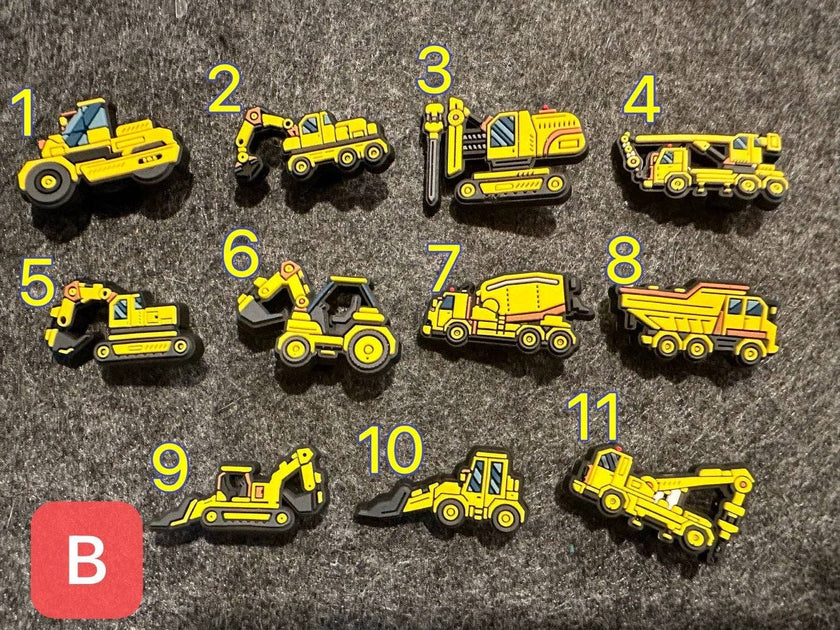 Construction Vehicle Shoe Charms