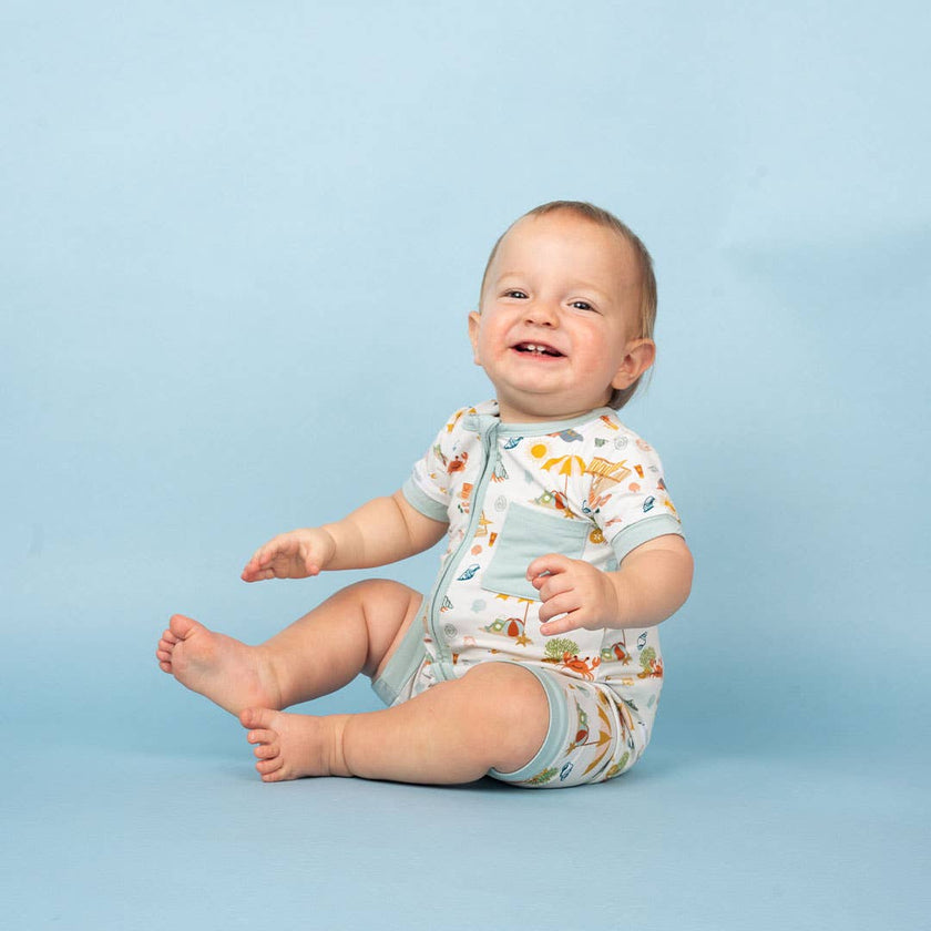 Beach Bamboo Shortie Romper - Beach Day, Baby