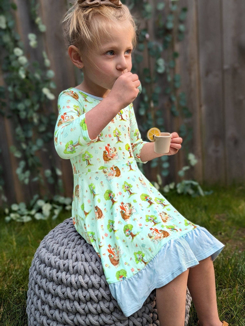 Tree House Tea Party Ruffle Hi-Lo Bamboo Twirling Dress