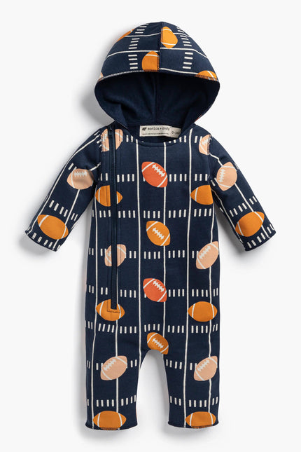 Baby Sports Moto Romper Navy Football Organic Cotton