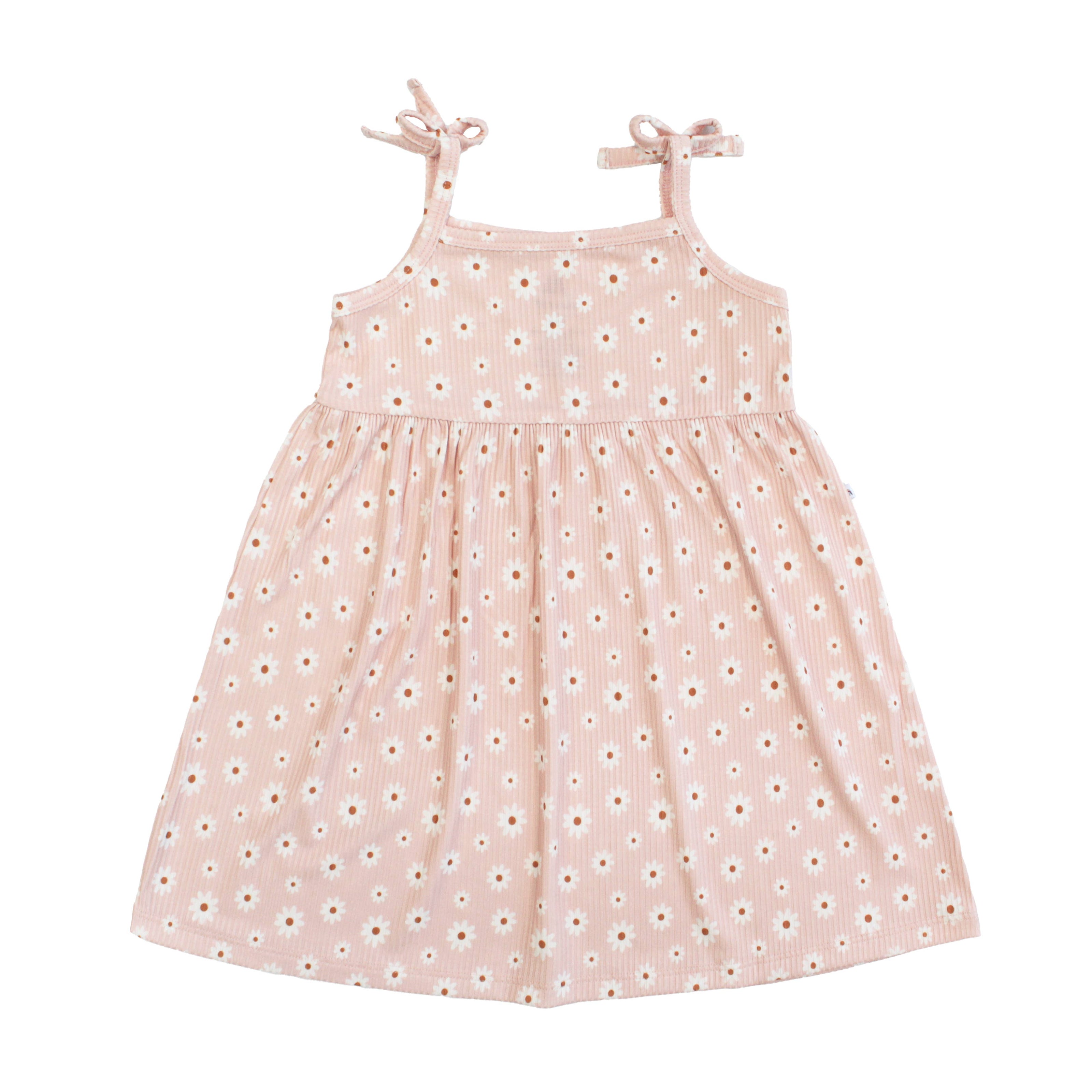 Pink Daisy Ribbed Bamboo Sundress