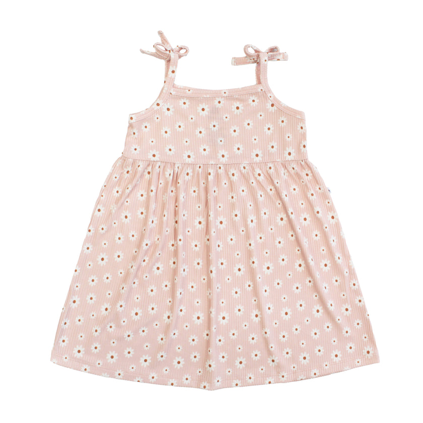 Pink Daisy Ribbed Bamboo Sundress