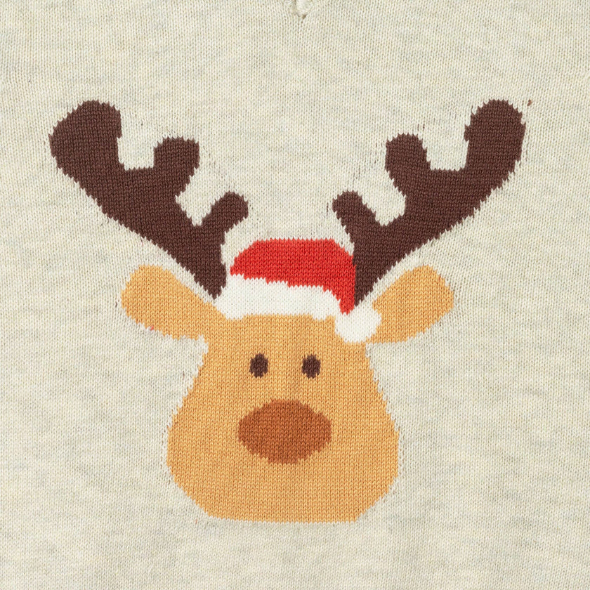Infant Sweater Holiday Vest Set | Beige Reindeer