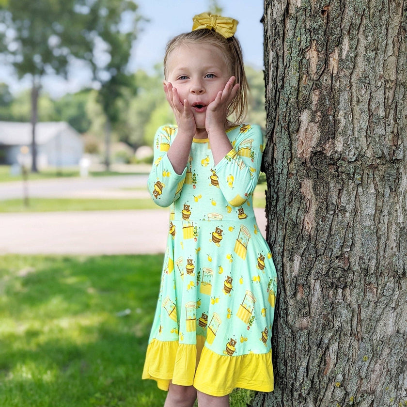 Lemonade Stands & Honey Bears Bamboo Ruffle Hi-Lo Twirling Dress