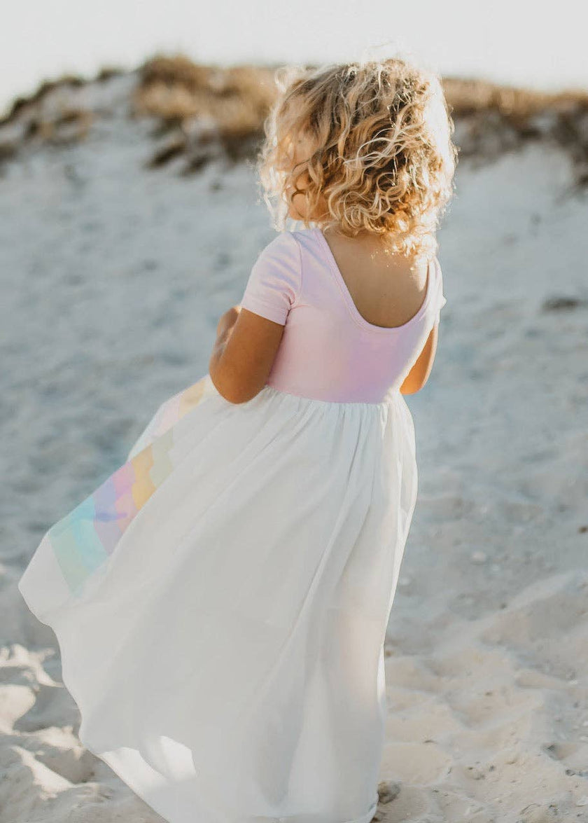 Kids Light Pink Pastel Rainbow Hi Lo Spring Easter Dress Little-Minnows Kids Light Pink Pastel Rainbow Hi Lo Spring Easter Dress Little-Minnows