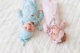 Blue Monstera Newborn Bamboo Knotted Gown