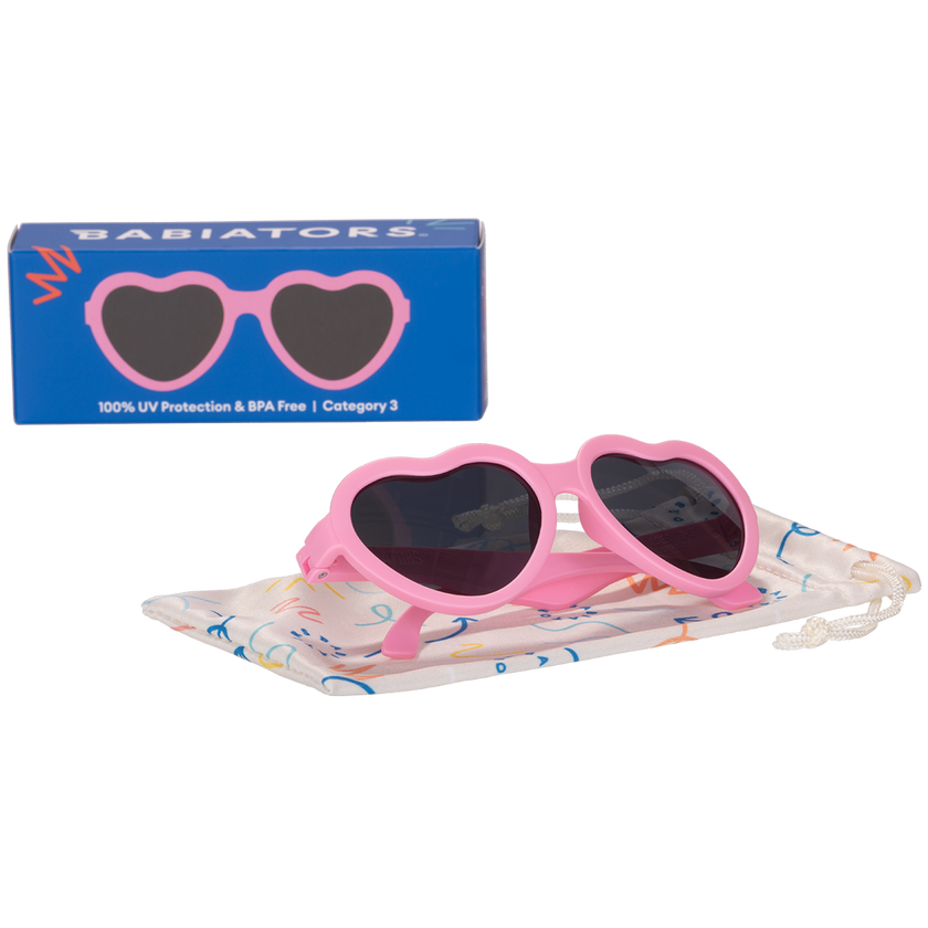 Bubble Gum Pink Hearts Kid and Baby Sunglasses