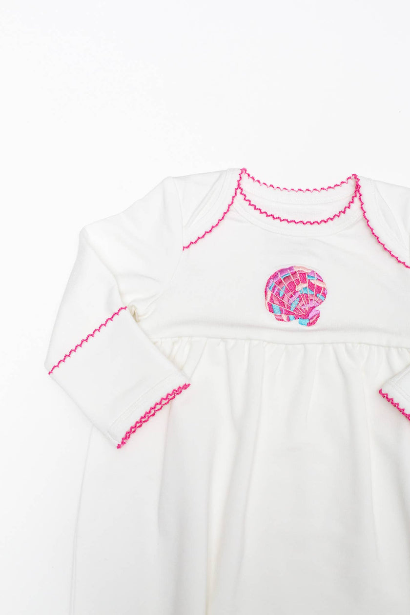 Pip Embroidered Gown -Seashell