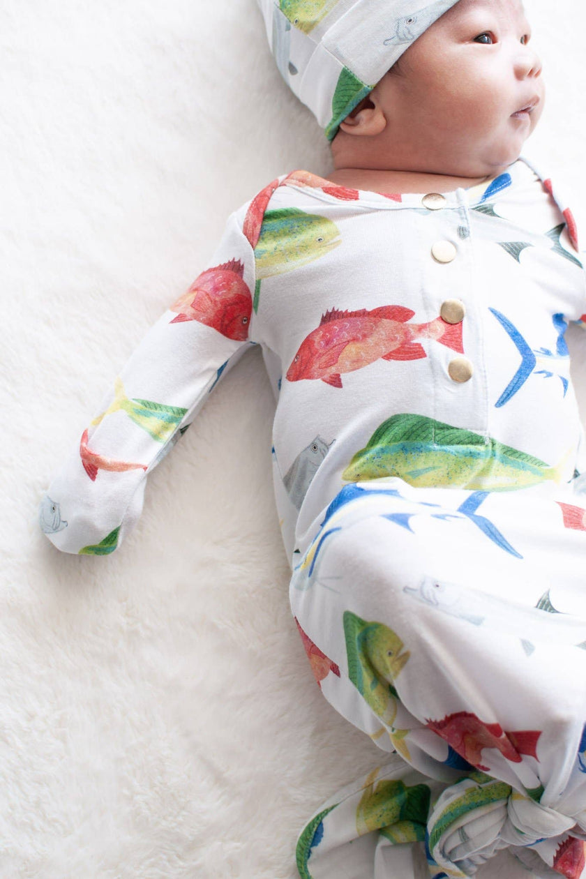 Fish Newborn Bamboo Knotted Gown